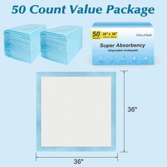 50 Count 36″ x Super Absorbency Disposable 50 x 36″, Blue