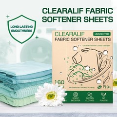 CLEARALIF laundry Fabric Softener Sheets, Unscented, 160 Count (Pack of 1)
