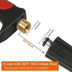 High Pressure 4000PSI Car Power Washer Gun Spray Wand Lance Nozzle&26′ Hose Kit
