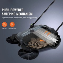 SucceBuy 25.6″ Walk Behind Floor Sweeper 5 Gal Commercial Adjustable – Free Ship