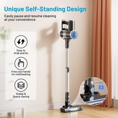 VIPSUN Cordless Vacuum Cleaner with Self-Standing, LED Standard size, Black