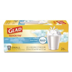 Glad 78812 8″ x 18″ 4 gal Small Trash Bags – Wht Febreze Fresh Clean 156/CT New