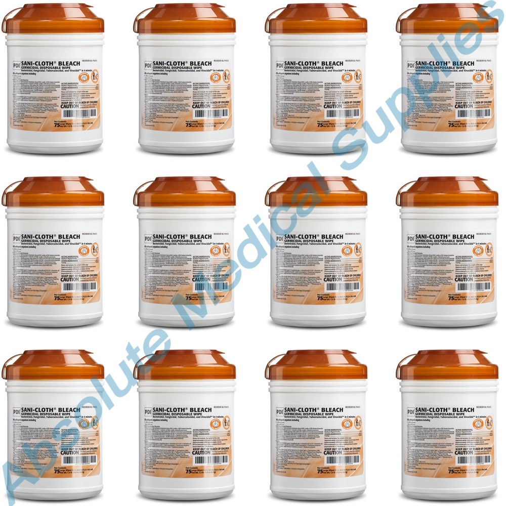 *900-Wipes* PDI Sani-Cloth Bleach Germicidal 6″ x 10.5″ Large P54072