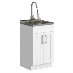 Modern Wide Shaker 20-inch Utility Sink & Cabinet in Pure White