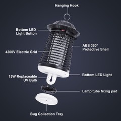 Bug Zapper Outdoor/Indoor,Mosquito 6.1 x x 10.5 inches, Dark black