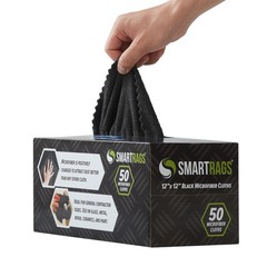 Arkwright Smart Rags Microfiber Cleaning Cloths, Pack of 50 12 x 12 in, Black