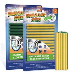 360EXPRESS Drain Cleaner and Deodorizer Sticks, 24 Pcs Enzyme 2 Pack