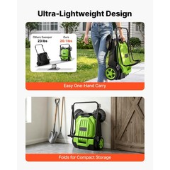 Uimoso Manual Push Floor Sweeper with 25.6″ Sweeping Width for Walk-Behind Use