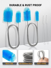 SARDVISA Flexible Long Drain Brush Tool with Large clean brush, Blue