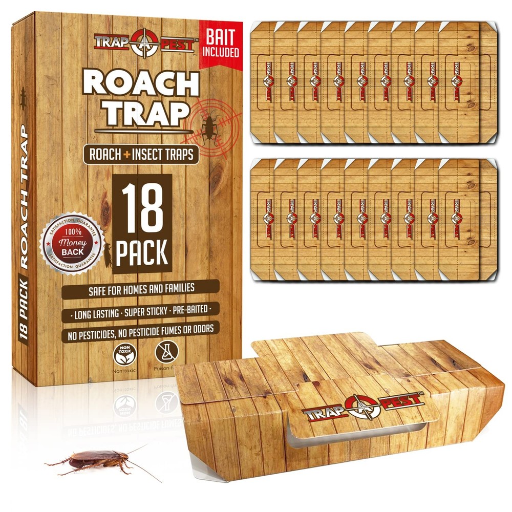 Roach Traps Indoor Sticky (18 Pack) – Glue for Roaches 18 Pack, Black