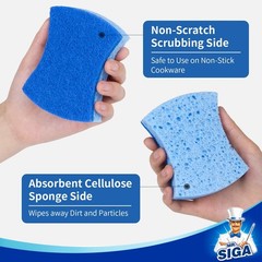 Mr.Siga Non-Scratch Cellulose Scrub Sponge Dual-Sided Dishwashing Sponge For