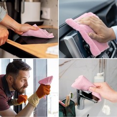 HONOVA Microfiber Cleaning Cloth Roll 45 Pack, 12”×12″ Reusable 12*12, Pink