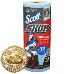 Scott Shop Original Blue Towels 75147 9.4X11 Cloth-Like Paper Towel 12 Rolls Of