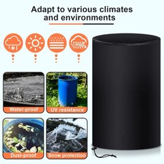 Amylove 55 Gallon Drum Cover, 210D Oxford Cloth Water Storage Barrel Black