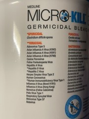 Medline Micro-Kill Bleach Germicidal Virucidal Bactericidal Fungicidal 7×8” Wipe
