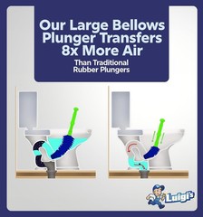Luigi’s Blue Heavy Duty Toilet Plunger Bellows Design Clog Remover
