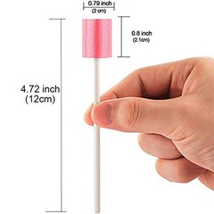 100PCS Disposable Mouth Swabs Sponge 100 Count (Pack of 1), 100 Pink