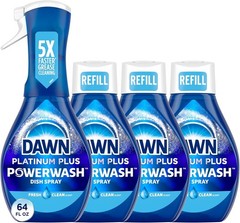 Dawn Platinum Plus Powerwash Spray Dish Soap 5X Grease Cleaning 4 x 16 Oz Pack