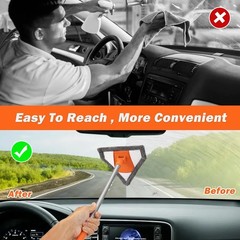 Interior Cleaner Tool – Glass Wash Brush with 2 Washable and Reusable Microfiber
