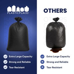 Plasticplace 55-60 Gallon Trash Bags Heavy Duty Black Garbage Bags 100 Count