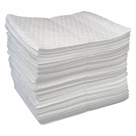 Oil-Dri L90904 Sorbent Pad, 19 Gal, 15 In X 19 In, Oil, White, 100 Pk