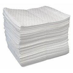 Oil-Dri L90904 Sorbent Pad, 19 Gal, 15 In X 19 In, Oil, White, 100 Pk