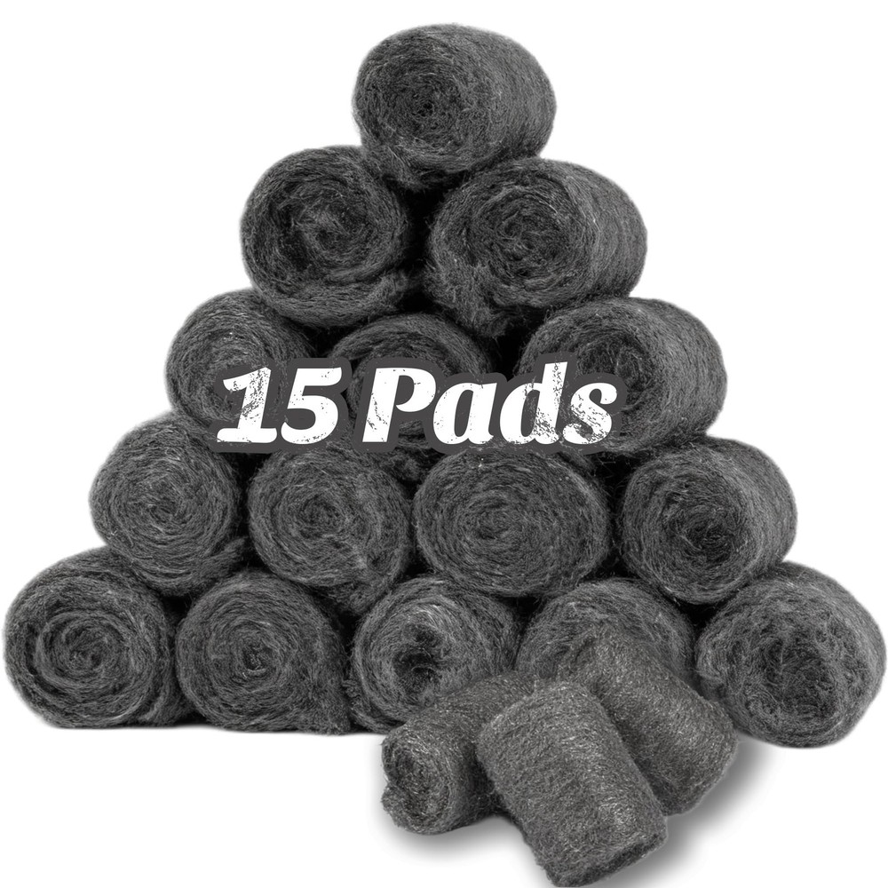 Steel Wool Pads 0000 for Glass – 15 Pcs Extra Fine SteelWool for Cleaning & P…