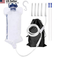 Enema Kit Anal Douche Bag 7Pcs Nozzle Colon Intestinal 1200ml, Clear