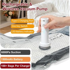 Rechargeable Wireless Pump Travel Storage Bags Set, 9 Pack (9S) Portable Space
