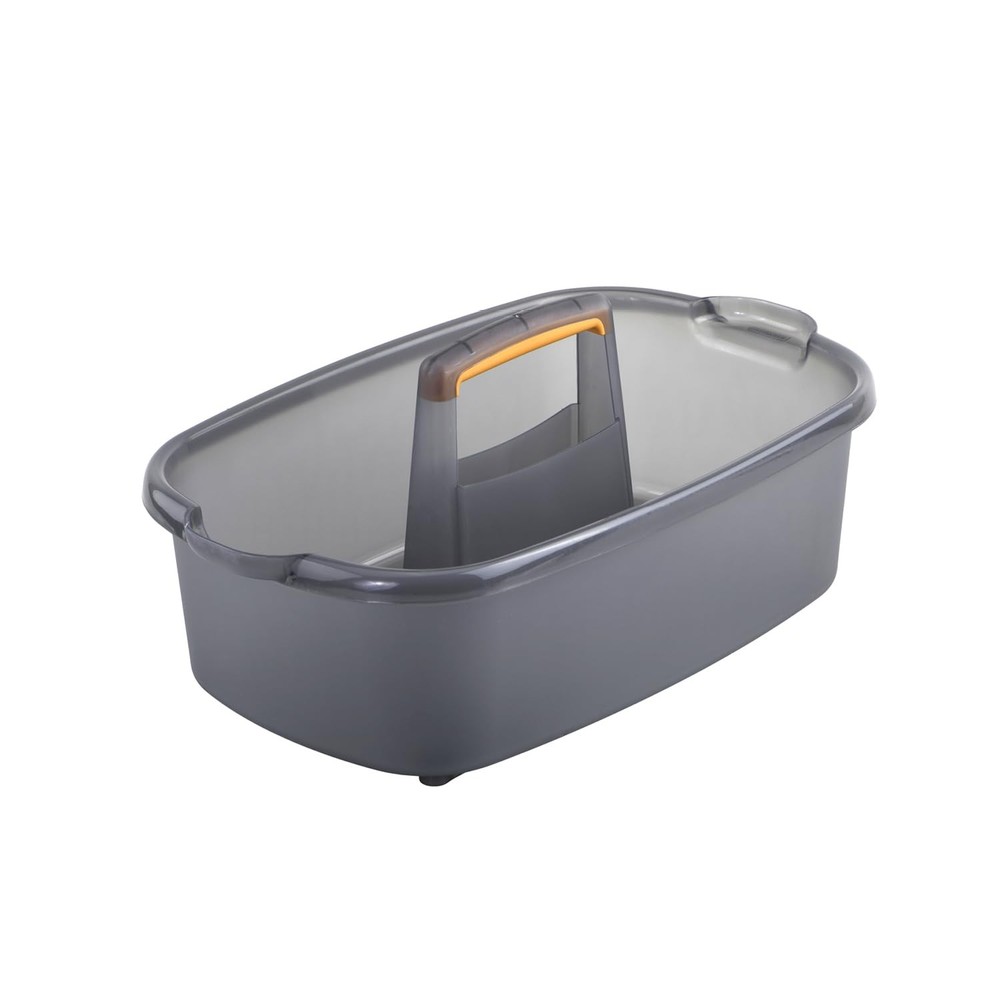 Storage Caddy For Bathroom Kitchen, 1.85 Gallon Plastic Container, Gray Orange