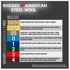 Steel Wool 0000 12 pad Fine Grade Rhodes, American Final Finish Super Fine