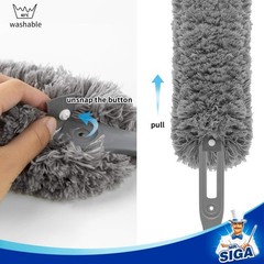 Mr.Siga Lint Microfiber Duster Washable Duster For Household Cleaning Gray