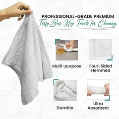 Premium White Terry Bar Mop Cotton Towel – 14 x 17 inch – 10 lbs. Compressed Box
