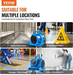 Uimoso 1360 RPM 600 CFM Air Mover Floor Blower with 4 Blowing Angles 3-Speeds