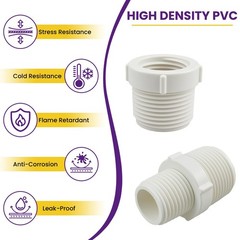 SATUY 16Pcs PVC Pipe Fittings Reducer Bushing Coupling, 1/2″ x 3/4″, White