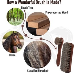 3-Piece 100% Horse Hair Shoe Brush Kit Premium Dauber Applicators Leather Care