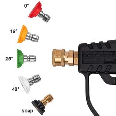Pressure Washer Gun, Max 4000 PSI with 5 Colorful Nozzles, 1/4″ Quick black