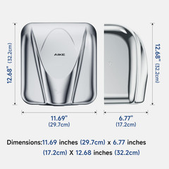 Elephant Power Commercial Hand Dryer High Speed Auto Warm Wind, Polished Stainle