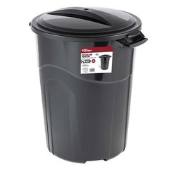 32 Gallon Plastic Trash Can with Lid, Indoor/Outdoor Use, Black (Pack of 2)