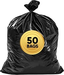 Veska 55 Gallon Trash Bags Heavy Duty, (Value-Pack 50 Count w/Ties) 55-60 Gallon