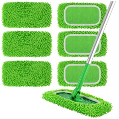 ZHAYAO 6Pcs Reusable Microfiber Mop 10.3 inches x 4.4 inches, A-green 6 Pack