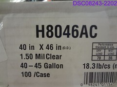 Qty = 1 Box of 100: Clear Can Liners 40-45 gallon, 1.5-mil 40″ x 46″ P/N H8046AC
