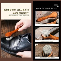shoe care kit horsehair brush,long-handled round brush,white & black