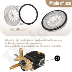 5140114-67 Pressure Washer Pump Glass Oil Cover & O-Ring Kit Compatible BLACK