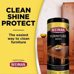 Weiman Wood Polish and Cleaning Wipes, For Furniture 20 Count (Pack of 3)