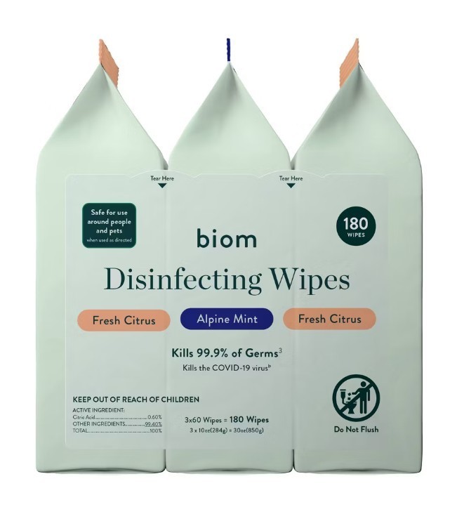 Biom Disinfecting Wipes – Variety – 3pk/180ct Fresh Citurs – Alpine Mint