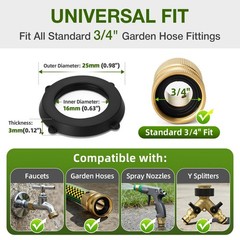 SmoTecQ 30 Pack Garden Hose Washers with Self-Locking Tabs – 3/4-inch, Black