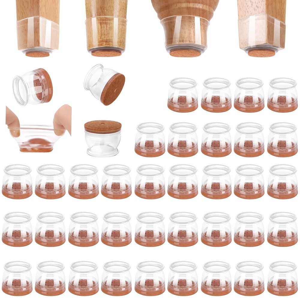 CHUNZEXI 36 Pack Chair Leg Floor Protectors for Universal L, Clear-36pack