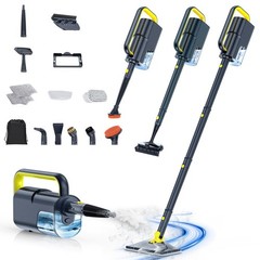 ScrubWiz Steam Mop with Detachable Handheld Cleaner, 10-in-1 Multi Gray