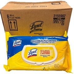 Lot Of (6) 80ct Flat Packs Lysol Lemon & Lime Blossom Scent Disinfecting Wipes